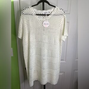 White Crochet Short Sleeve Dress/Coverup, size XL, NWT